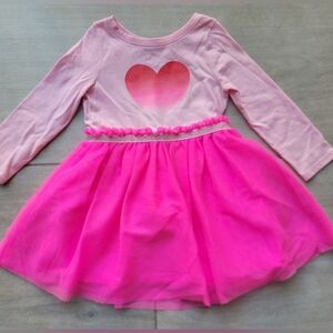 2 Pc Dress W/Tights Size 2T Heart Dress Tulle Pink